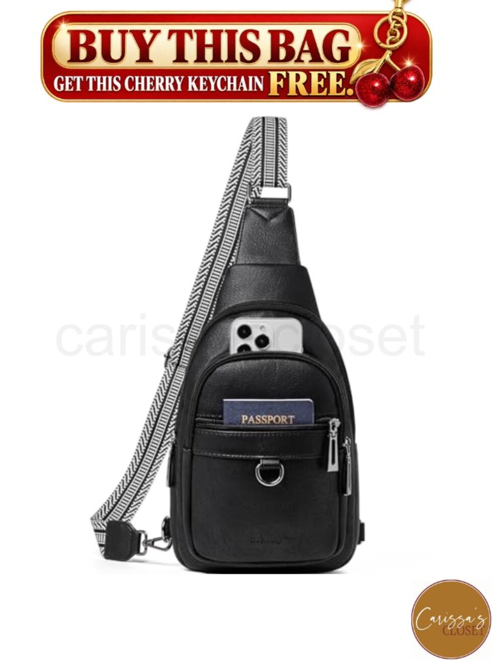 ✨ Vegan Leather Sling Bag Crossbody Fanny Pack Travel Daypack